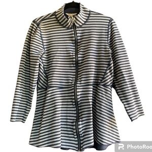 Soft Surroundings Althea Womens Striped Reversible Jacket Peplum Nautical Medium